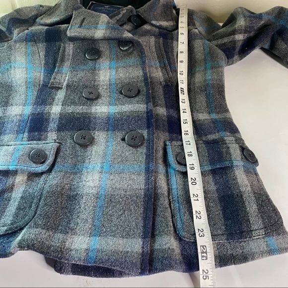 American Eagle wool plaid jacket coat sz medium Gray blue - Picture 10 of 11